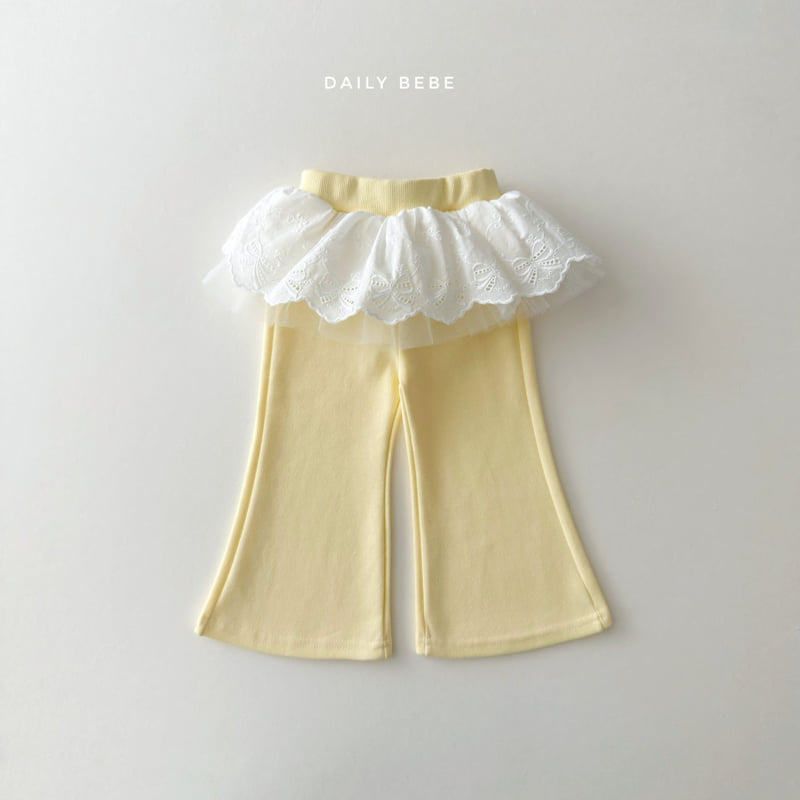 Daily Bebe - Korean Children Fashion - #minifashionista - Lace Bootcut Pants - 3