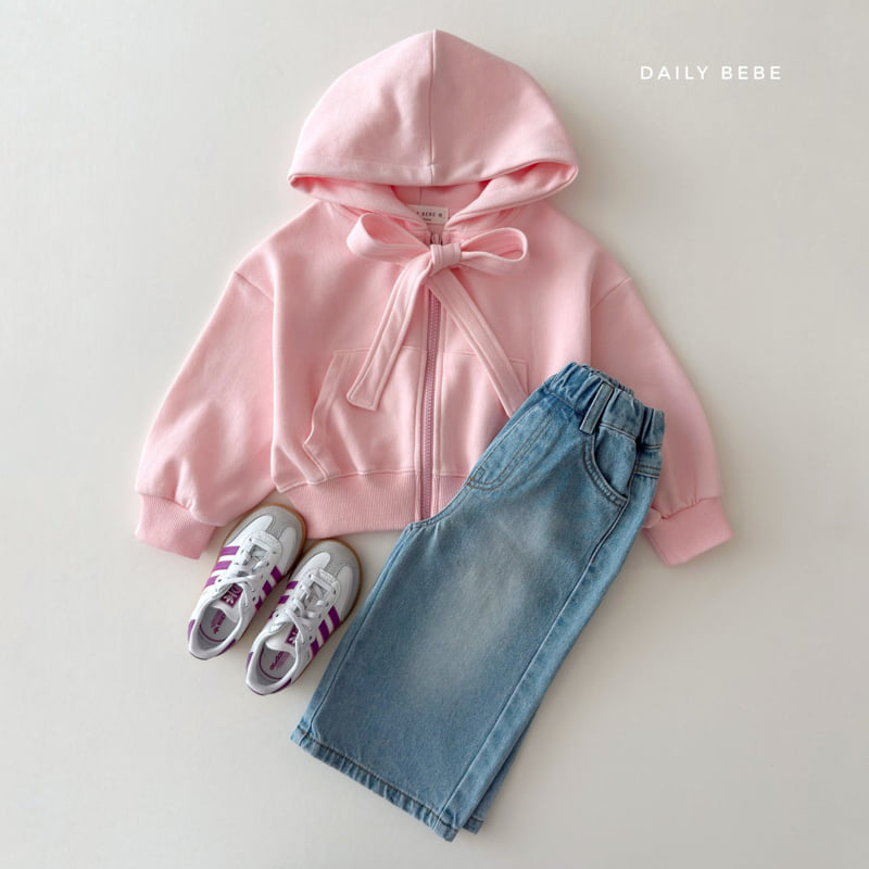 Daily Bebe - Korean Children Fashion - #minifashionista - Ribbon Hood Zip-Up - 5