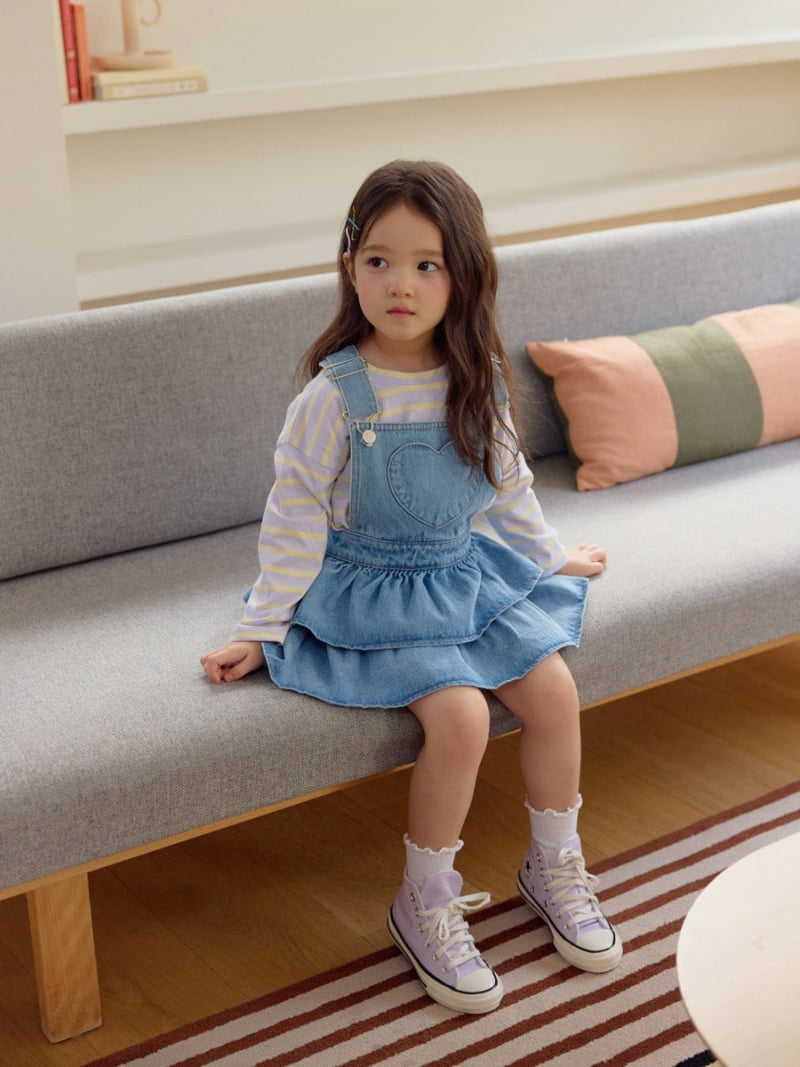 Daily Bebe - Korean Children Fashion - #minifashionista - Heart Suspender Skirt - 11