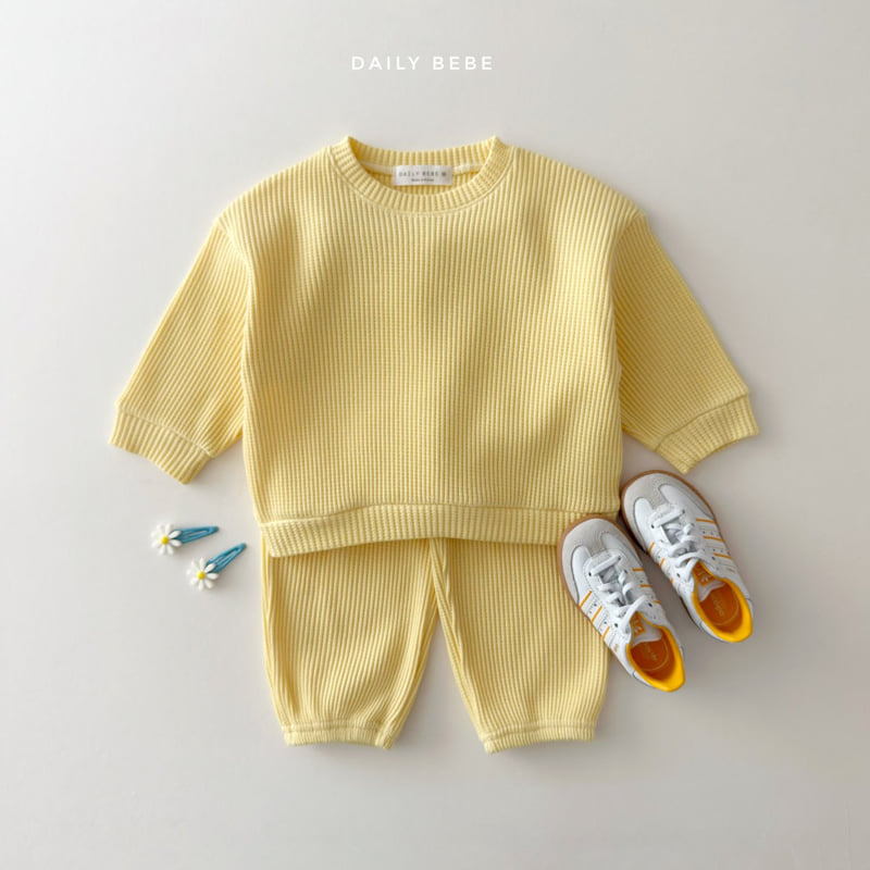 Daily Bebe - Korean Children Fashion - #minifashionista - Waffle Top Bottom Set - 4