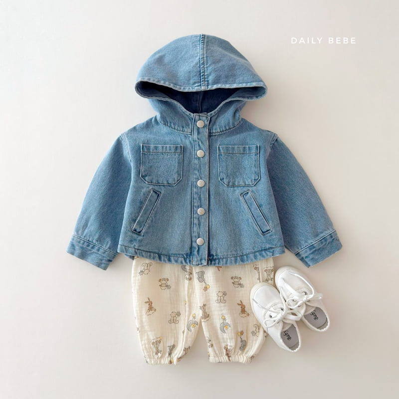 Daily Bebe - Korean Children Fashion - #prettylittlegirls - Hooded Denim Jacket - 8