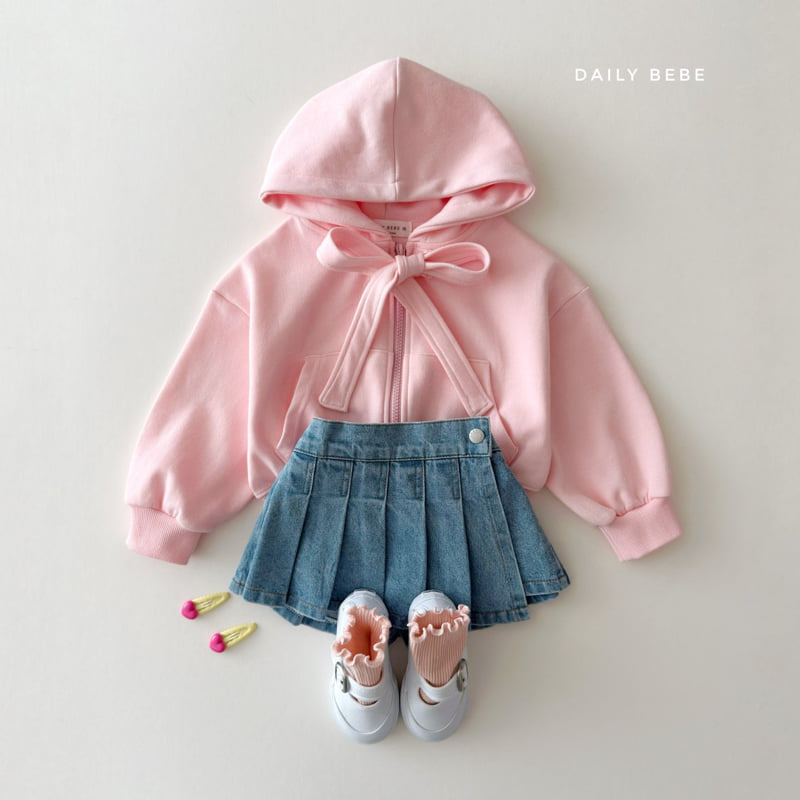 Daily Bebe - Korean Children Fashion - #prettylittlegirls - Ribbon Hood Zip-Up - 6
