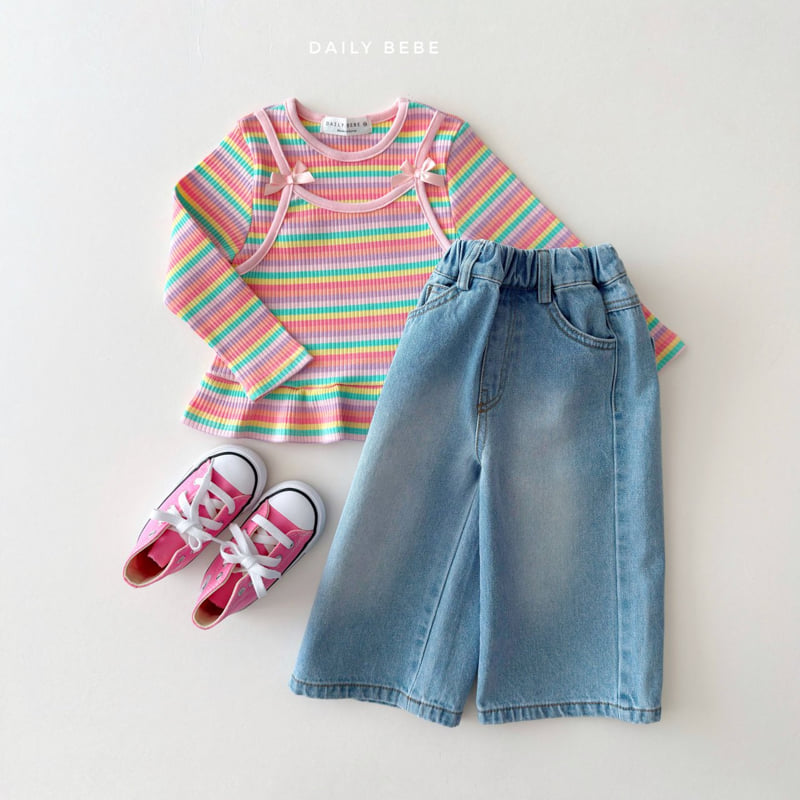 Daily Bebe - Korean Children Fashion - #stylishchildhood - Wide Denim Pants - 12