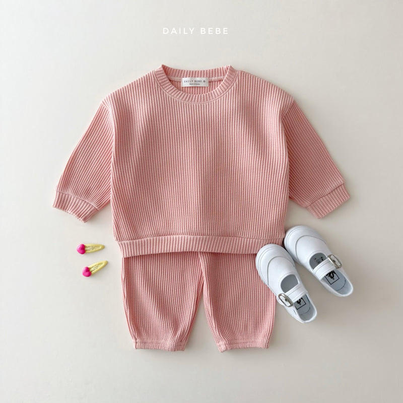 Daily Bebe - Korean Children Fashion - #todddlerfashion - Waffle Top Bottom Set - 5