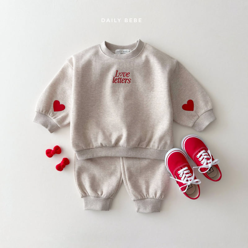 Daily Bebe - Korean Children Fashion - #todddlerfashion - Love Letter Top Bottom Set - 7