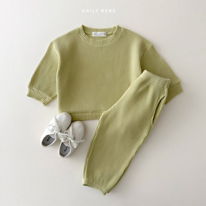 Daily Bebe - Korean Children Fashion - #toddlerclothing - Waffle Top Bottom Set - 6