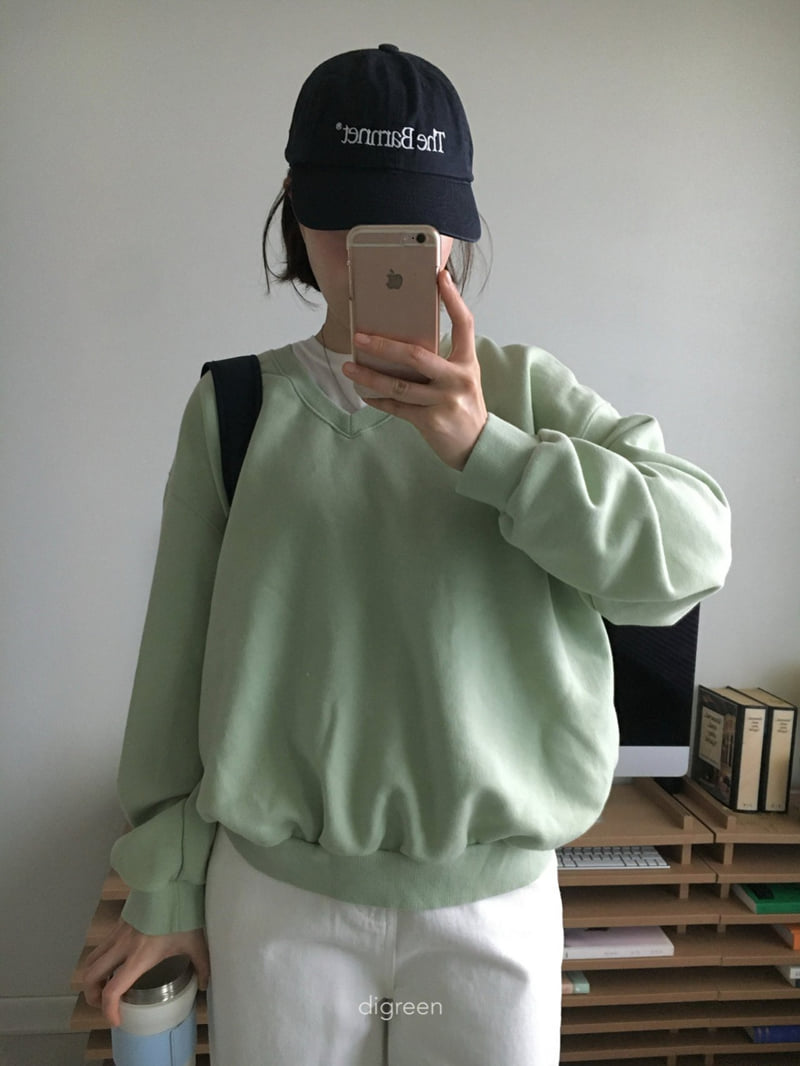 Digreen - Korean Women Fashion - #restrostyle - V-Neck Sweatshirt (Mom) - 2