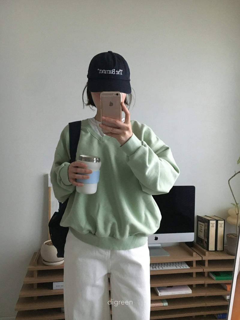 Digreen - Korean Women Fashion - #romanticstyle - V-Neck Sweatshirt (Mom) - 3