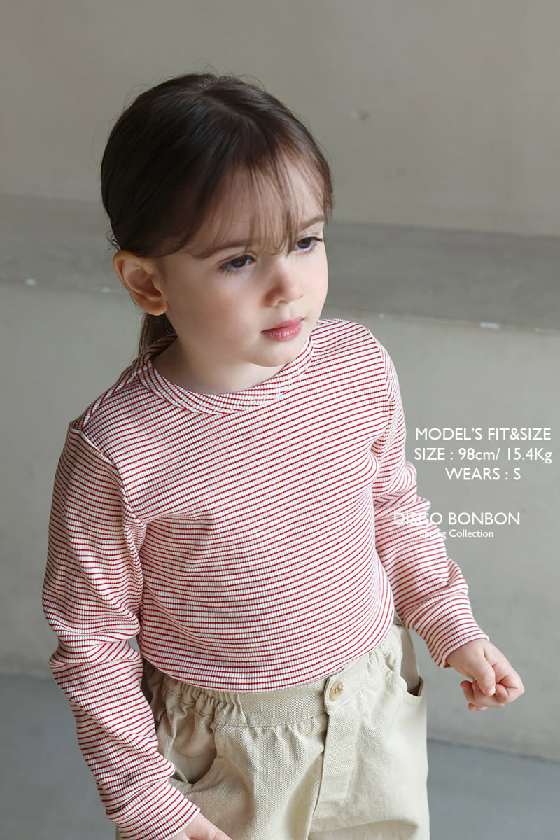 Disco Bonbon - Korean Baby Fashion - #babygirlfashion - Crayon Spandex Stripe Tee - 3