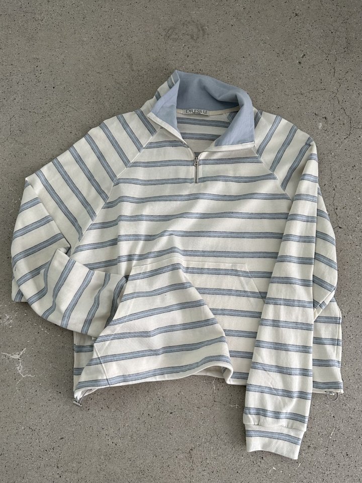 Dress U - Korean Women Fashion - #womensfashion - Striped Half-Zip Sweatshirt - 4