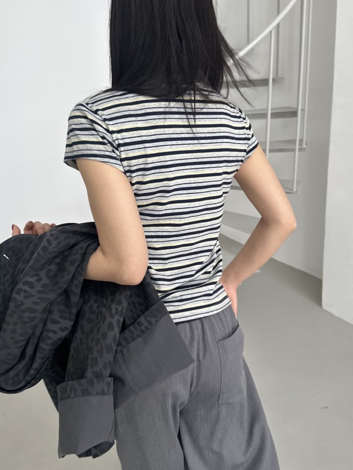 Dress U - Korean Women Fashion - #momslook - Line Stripe Tee - 7