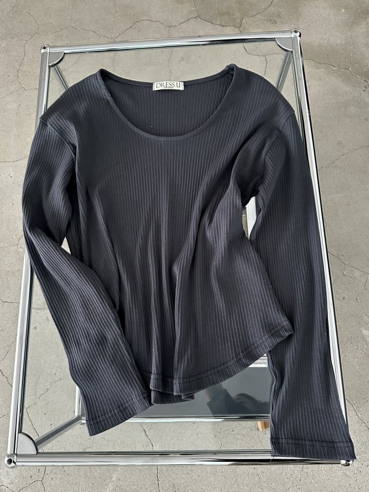 Dress U - Korean Women Fashion - #restrostyle - Soft Ribbed Tee - 2