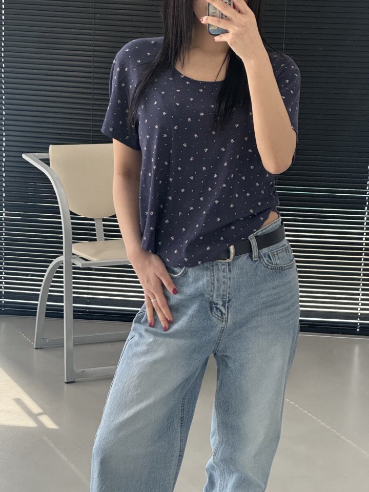 Dress U - Korean Women Fashion - #shopsmall - Flower Ribbed Tee - 6