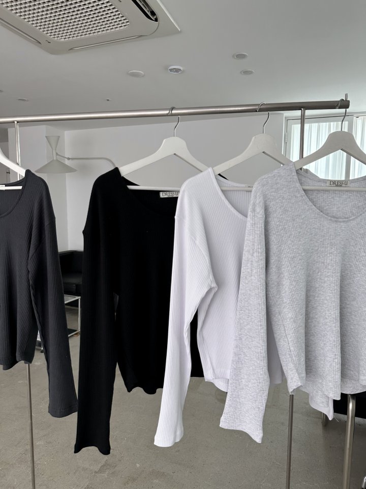 Dress U - Korean Women Fashion - #womensfashion - Soft Ribbed Tee - 10