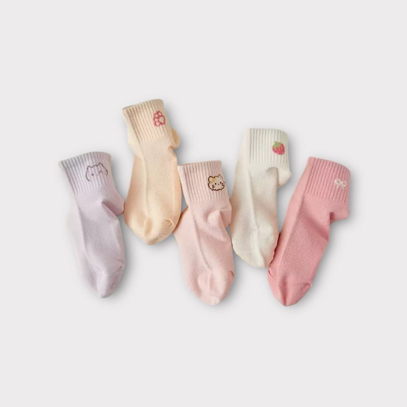 Dudie - Korean Children Fashion - #kidsshorts - Strawberry Set (set of 5) - 4