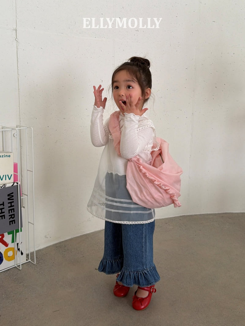 Ellymolly - Korean Children Fashion - #childrensboutique - Jelly Frill Denim Pants - 9