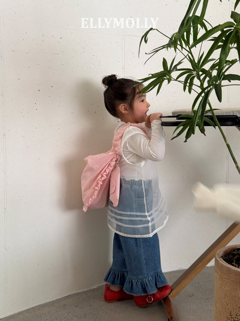 Ellymolly - Korean Children Fashion - #designkidswear - Jelly Frill Denim Pants - 10