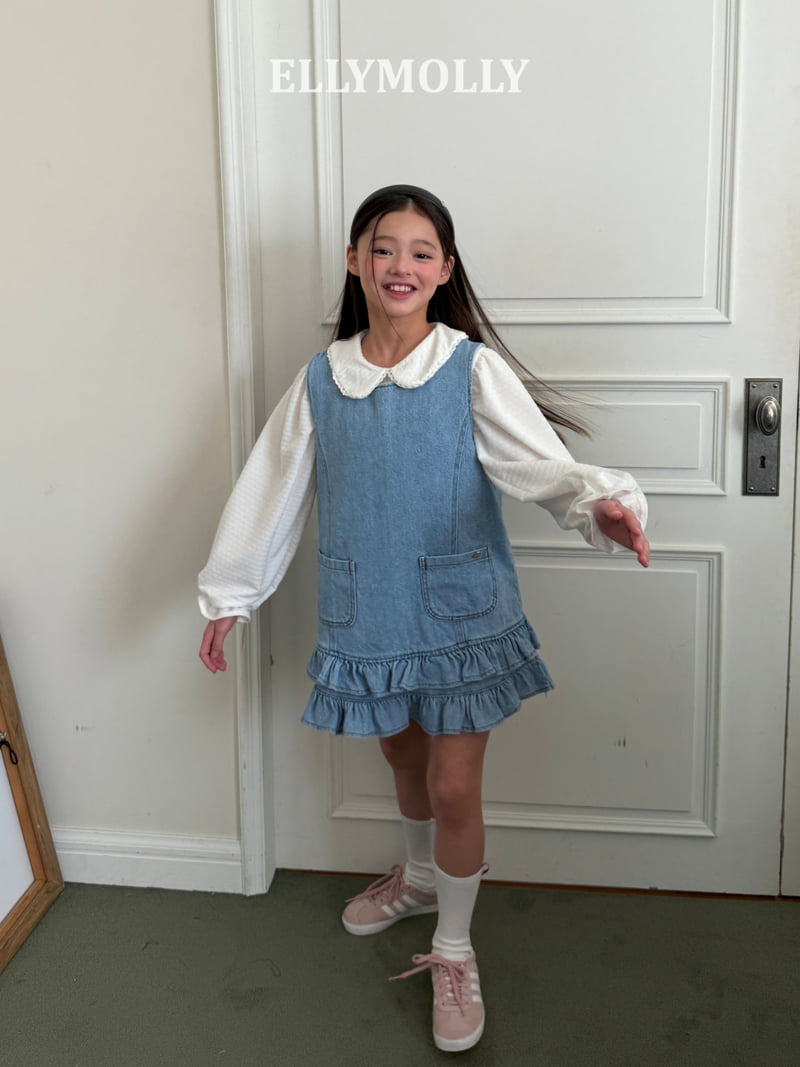 Ellymolly - Korean Children Fashion - #discoveringself - Denim Little Pocket One-piece - 10