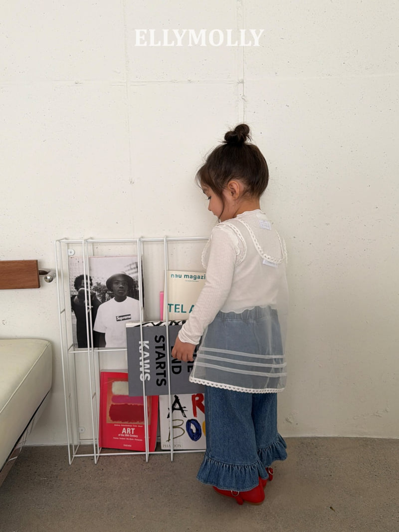 Ellymolly - Korean Children Fashion - #fashionkids - Jelly Frill Denim Pants - 12