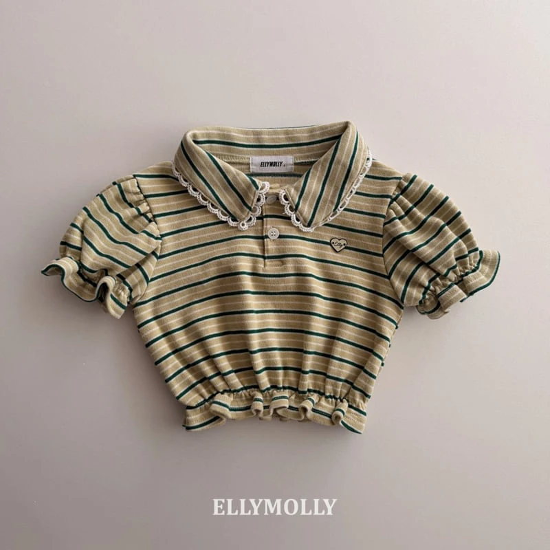 Ellymolly - Korean Children Fashion - #fashionkids - Curling Collar Frill Tee - 3
