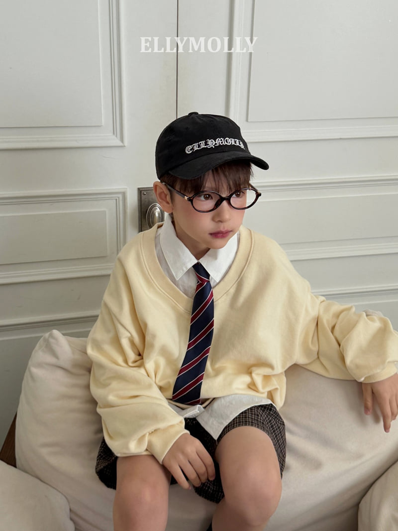 Ellymolly - Korean Children Fashion - #kidsshorts - School V-Neck Sweatshirt - 12