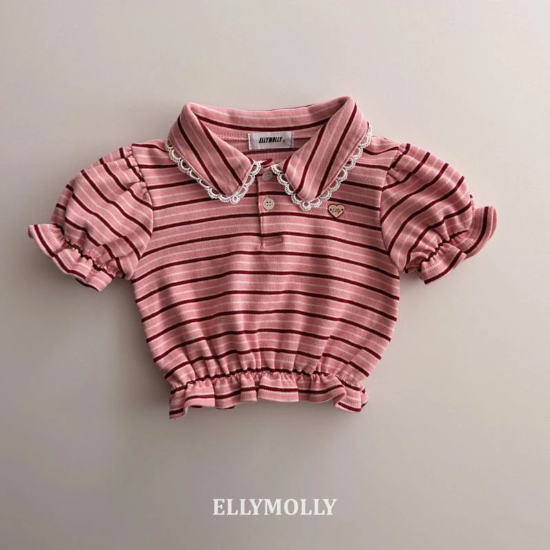 Ellymolly - Korean Children Fashion - #fashionkids - Curling Collar Frill Tee - 4