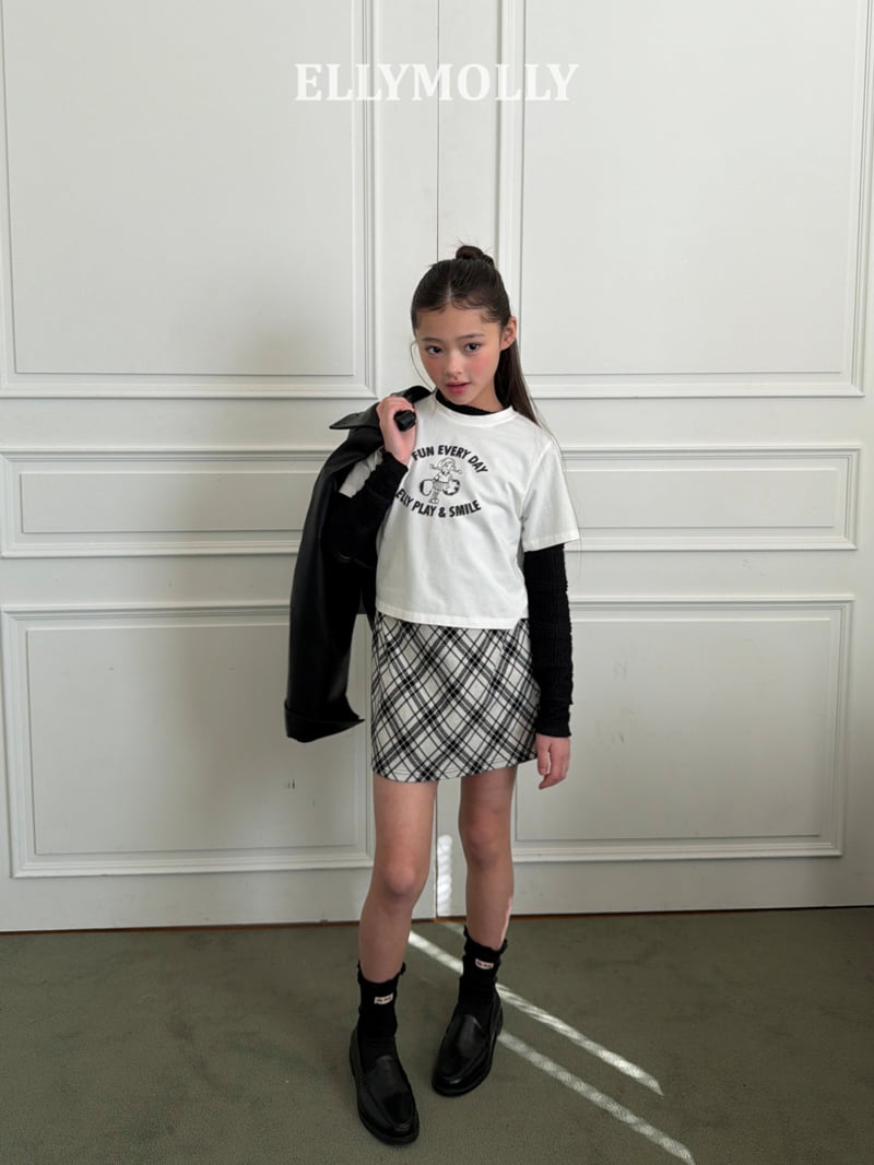 Ellymolly - Korean Children Fashion - #kidsstore - Slash Check Skirt - 10
