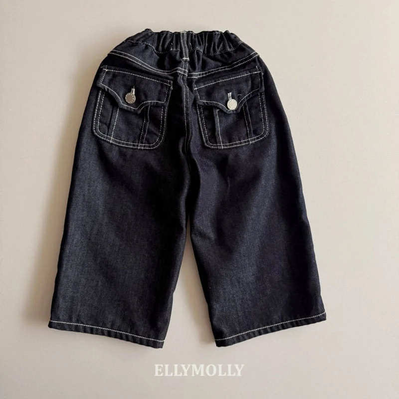 Ellymolly - Korean Children Fashion - #kidsstore - Flap Back Denim Pants - 3