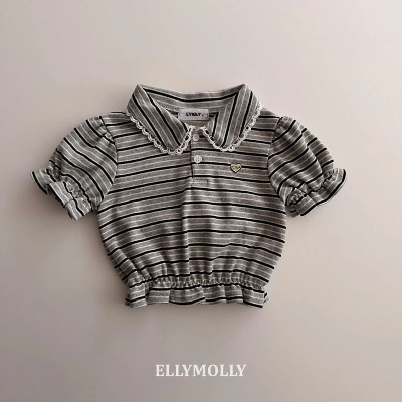 Ellymolly - Korean Children Fashion - #kidsstore - Curling Collar Frill Tee - 5