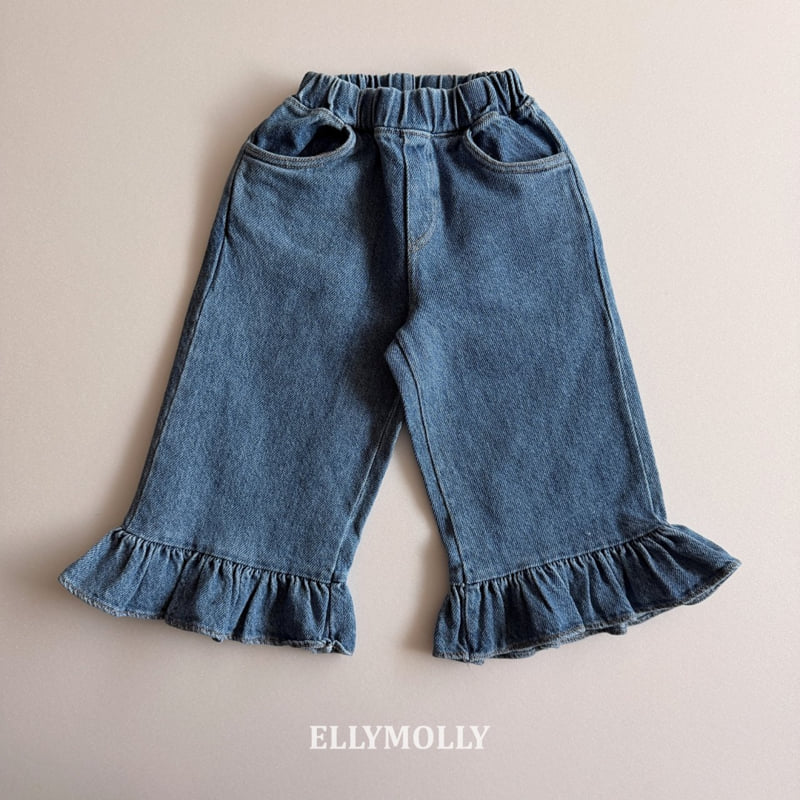 Ellymolly - Korean Children Fashion - #kidzfashiontrend - Jelly Frill Denim Pants