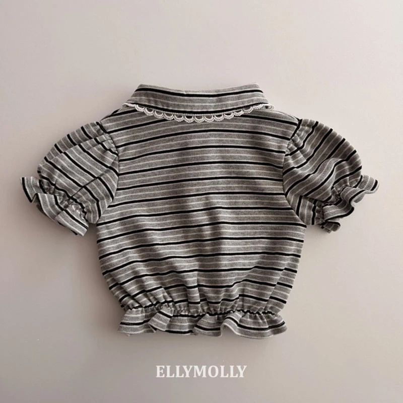 Ellymolly - Korean Children Fashion - #kidzfashiontrend - Curling Collar Frill Tee - 6