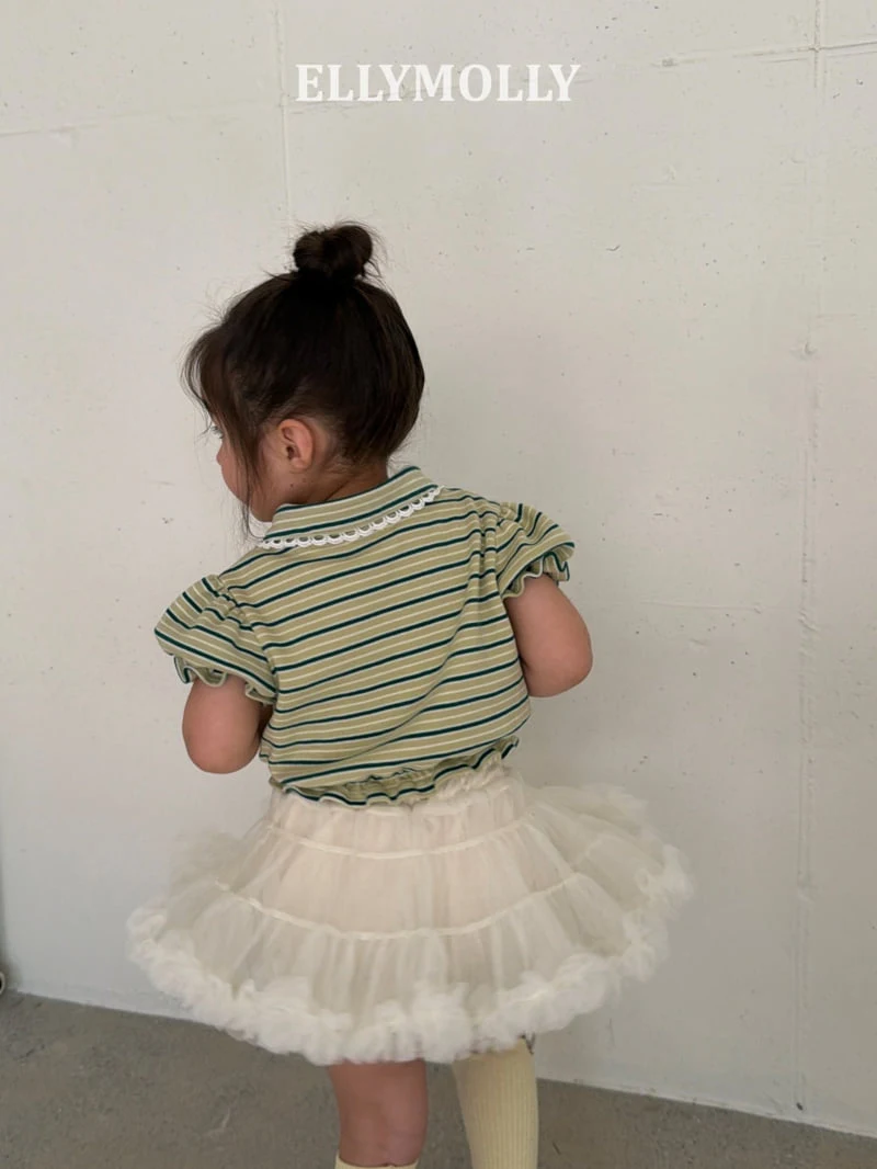 Ellymolly - Korean Children Fashion - #littlefashionista - Curling Collar Frill Tee - 8
