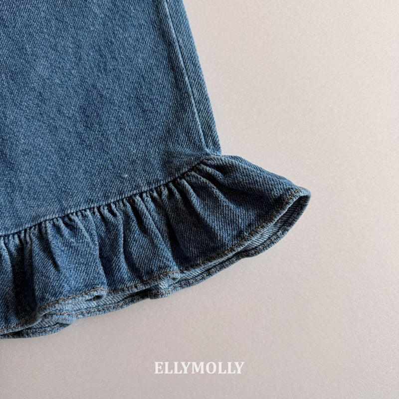 Ellymolly - Korean Children Fashion - #minifashionista - Jelly Frill Denim Pants - 5