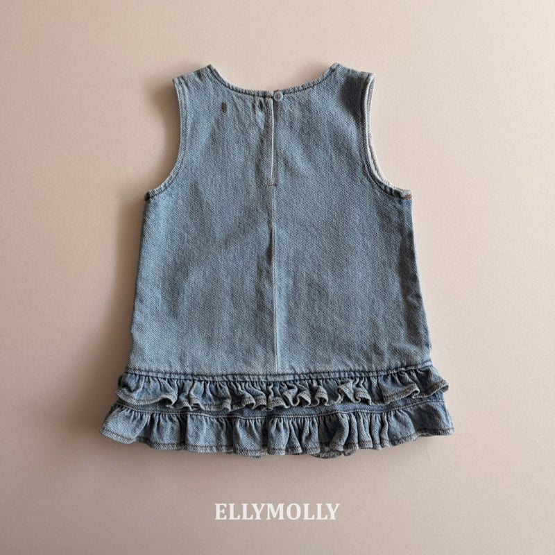 Ellymolly - Korean Children Fashion - #prettylittlegirls - Denim Little Pocket One-piece - 3