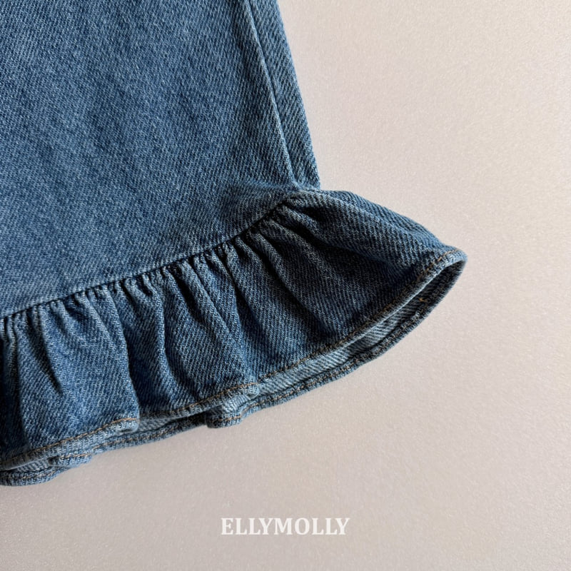 Ellymolly - Korean Children Fashion - #prettylittlegirls - Jelly Frill Denim Pants - 6
