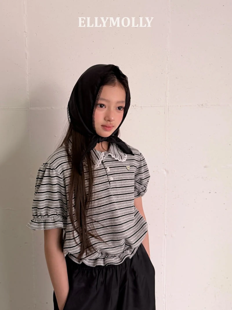 Ellymolly - Korean Children Fashion - #prettylittlegirls - Curling Collar Frill Tee - 11