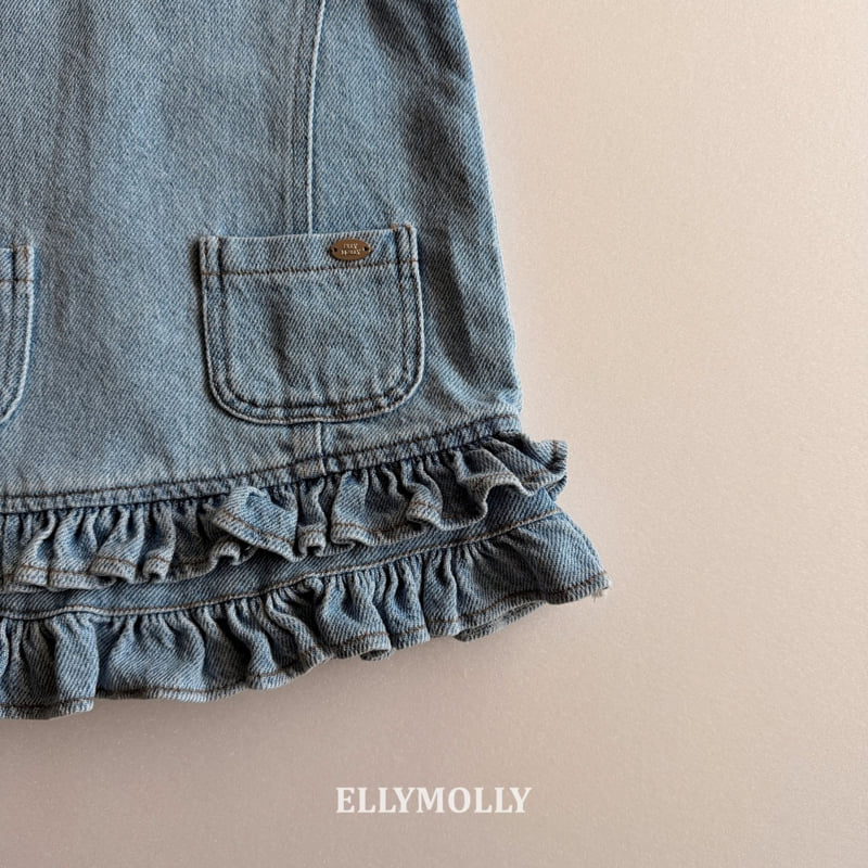 Ellymolly - Korean Children Fashion - #stylishchildhood - Denim Little Pocket One-piece - 6