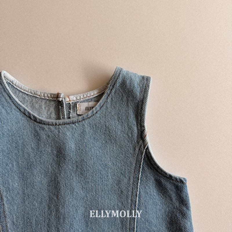 Ellymolly - Korean Children Fashion - #prettylittlegirls - Denim Little Pocket One-piece - 4