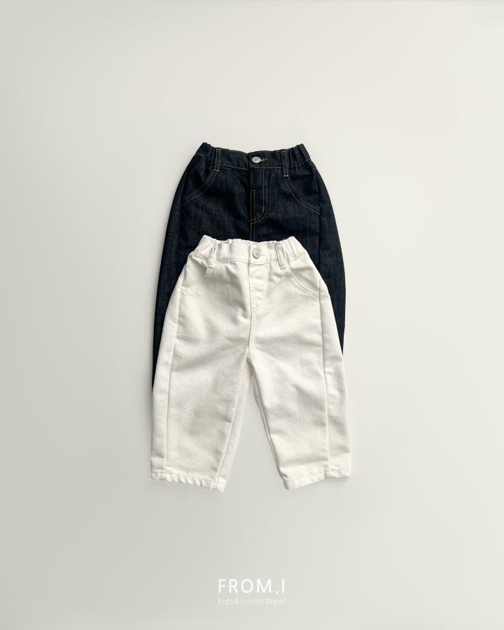 From I - Korean Children Fashion - #designkidswear - Panel Curved Denim Pants