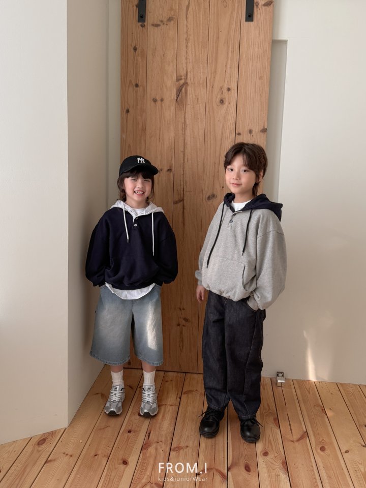 From I - Korean Children Fashion - #discoveringself - Button Color Hoodie - 4