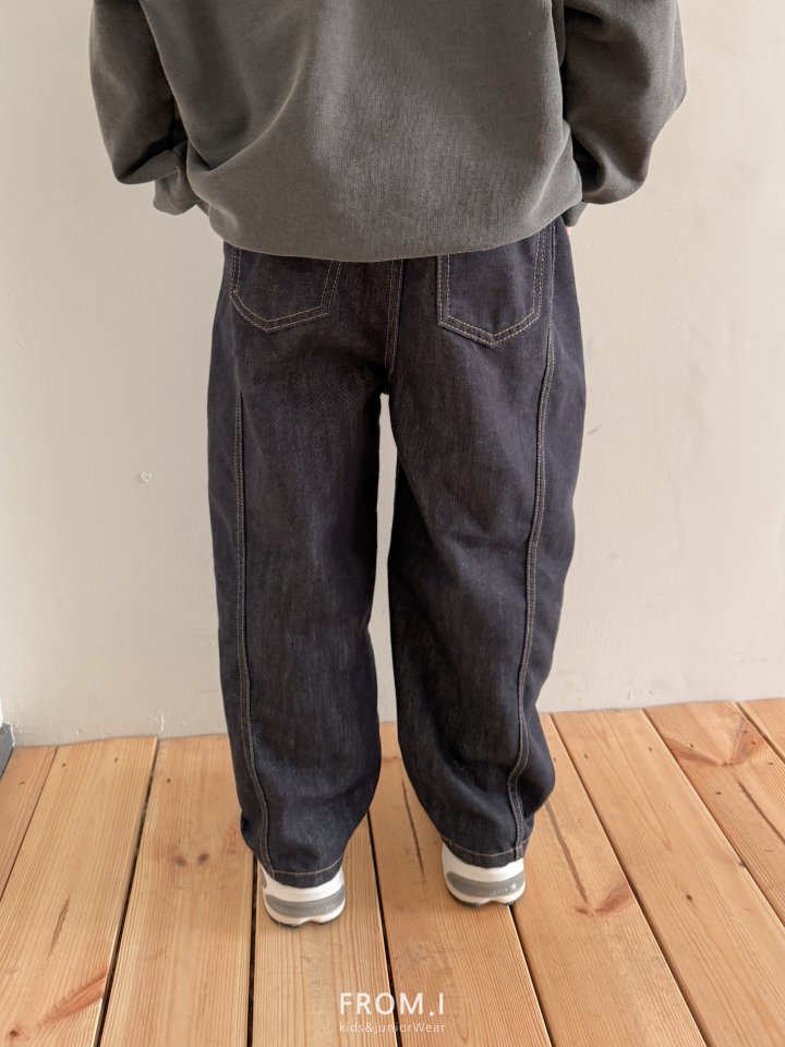 From I - Korean Children Fashion - #kidzfashiontrend - Panel Curved Denim Pants - 6