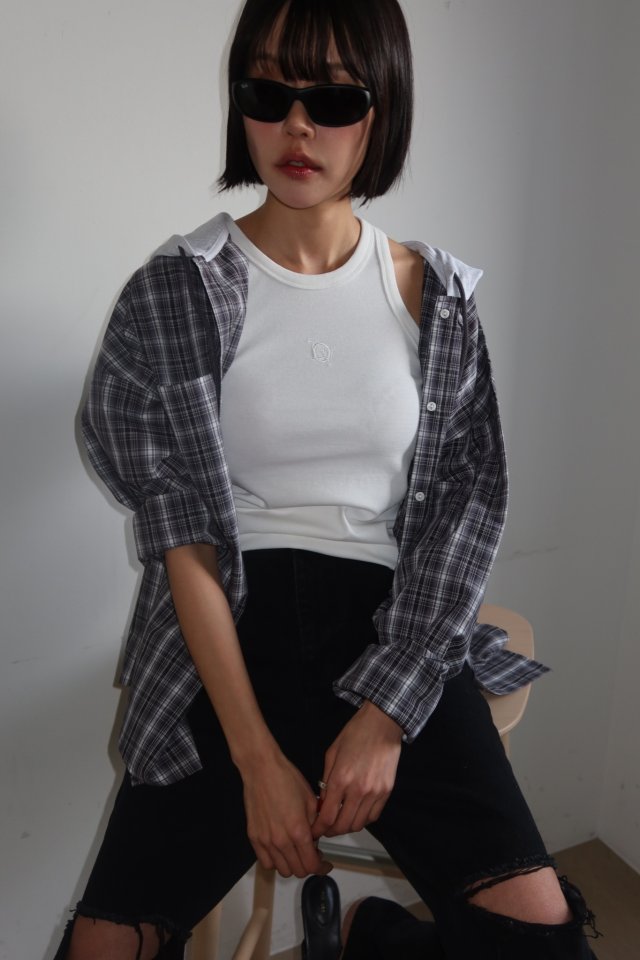 Gentle B - Korean Women Fashion - #momslook - Check Hoodie Top - 11