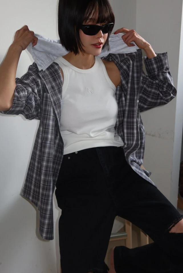Gentle B - Korean Women Fashion - #momslook - Check Hoodie Top - 9