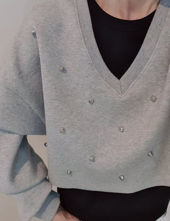 Gentle B - Korean Women Fashion - #pursuepretty - Stud Sweatshirt - 3