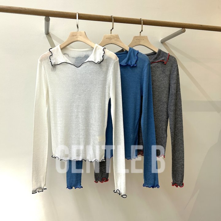 Gentle B - Korean Women Fashion - #restrostyle - Base Ribbed Tee - 3