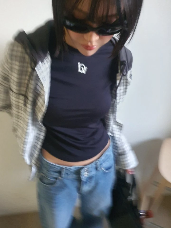 Gentle B - Korean Women Fashion - #restrostyle - Check Hoodie Top - 2