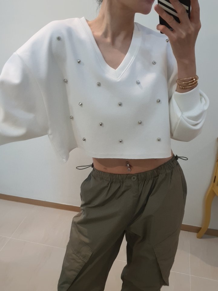 Gentle B - Korean Women Fashion - #thelittlethings - Stud Sweatshirt - 8