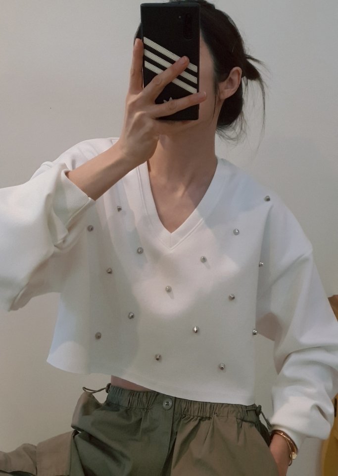 Gentle B - Korean Women Fashion - #womensfashion - Stud Sweatshirt - 12
