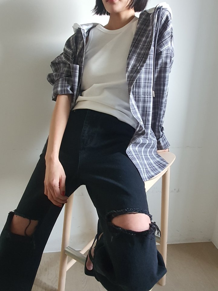Gentle B - Korean Women Fashion - #womensfashion - Check Hoodie Top - 10