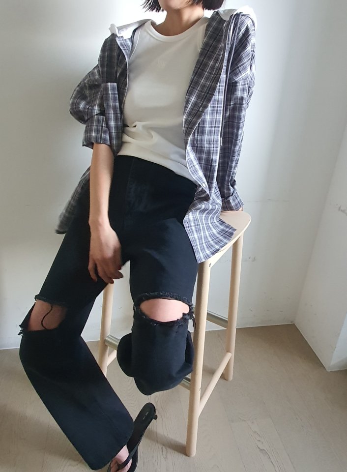 Gentle B - Korean Women Fashion - #womensfashion - Check Hoodie Top - 8